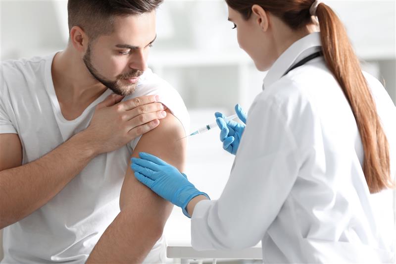 Patient getting a flu shot