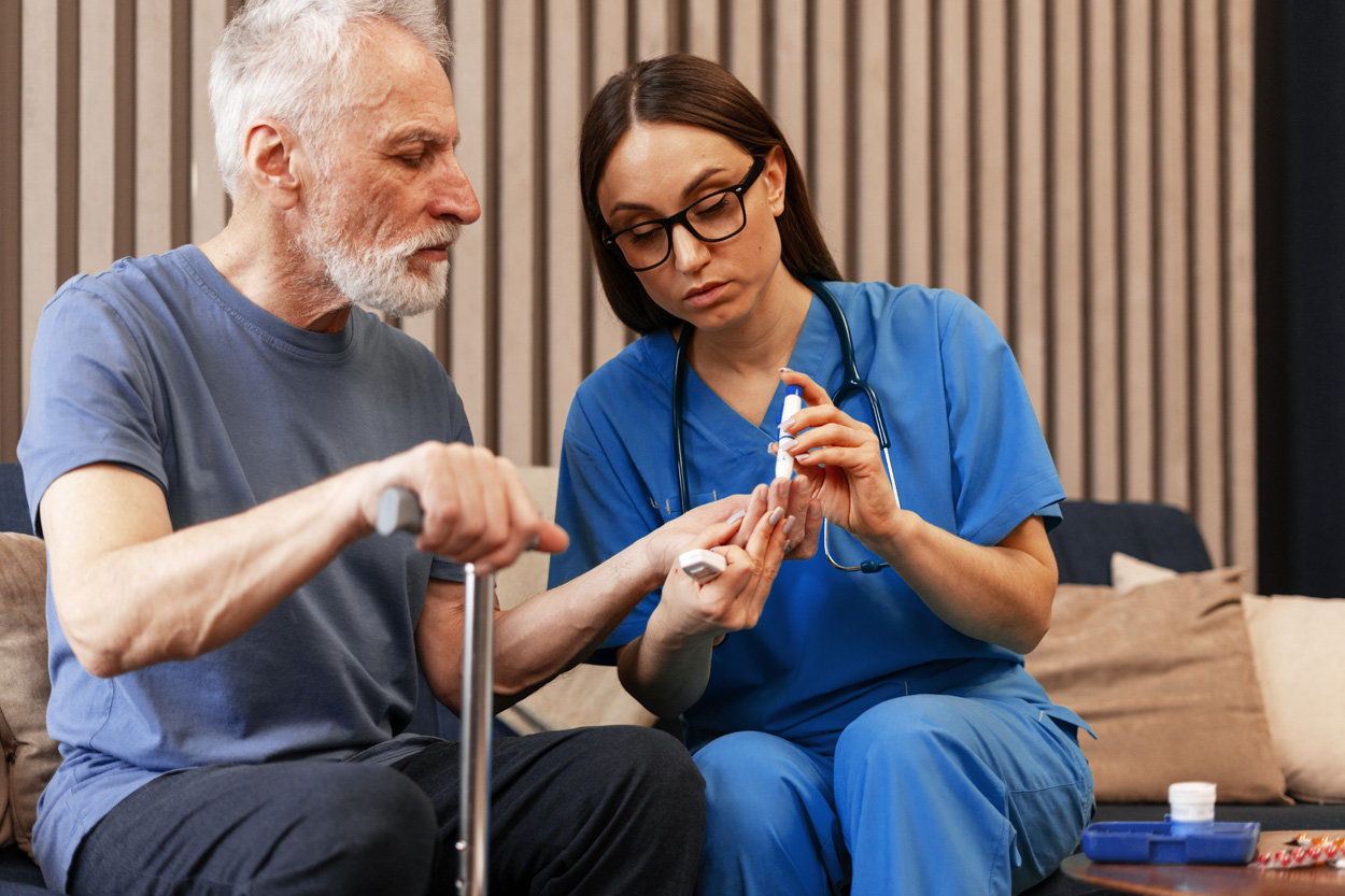 Medical professional assisting a patient